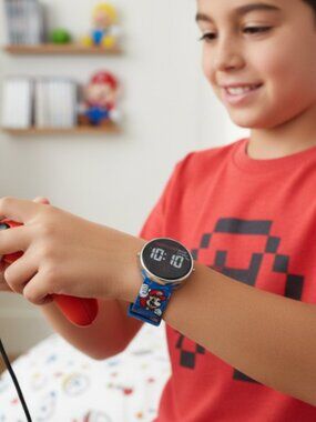 Super Mario LED Digital Watch Kids Character Wristwatch Blue Strap New